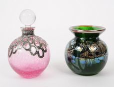 ISLE OF WIGHT - 20TH CENTURY SIGNED GLASS VASE W/ ANOTHER EXAMPLE