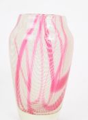 HARRACH MID 20TH CENTURY CIRCA 1950S PINK & WHITE GLASS VASE