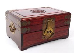 VINTAGE 20TH CENTURY CHINESE HARDWOOD JEWELLERY BOX