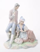 LLADRO - CRICA 1970S RETIRED PORCELAIN FIGURE COUPLE PASTORAL