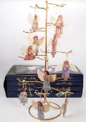 COLLECTION OF HEAVEN'S LITTLE ANGELS ORNAMENTS AND DISPLAY STAND