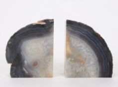 PAIR OF CUT AGATE BOOKENDS