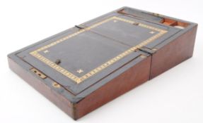 VICTORIAN MAHOGANY BRASS STRING INLAID WRITING SLOPE
