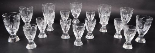COLLECTION OF MID CENTURY CUT CRYSTAL GLASSES THISTLE DESIGN