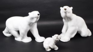 LOMONOSOV - THREE RUSSIAN PORCELAIN POLAR BEAR FIGURES