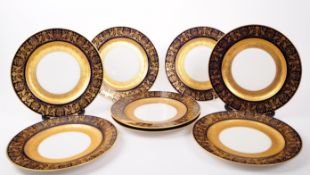HAVILAND LIMOGES - EIGHT GILT PORCELAIN PLATES