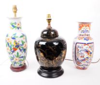 VINTAGE 20TH CENTURY TABLE LAMPS WITH Y.P. DEREVUA VASE