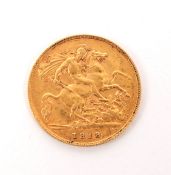 1913 GEORGE V GOLD HALF SOVEREIGN COIN