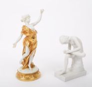 CAPODIMONTE - EARLY 20TH CENTURY GREEK GILT PORCELAIN WOMAN FIGURE