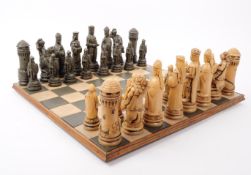 VINTAGE 20TH CENTURY MARBLE /SLATE CHESS SET