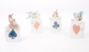 NAO X LLADRO - SET OF FOUR HAND PAINTED PORCELAIN FIGURES OF CHILDREN JESTERS