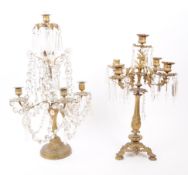 A PAIR OF LATE 19TH CENTURY BRASS CANDELABRUMS'