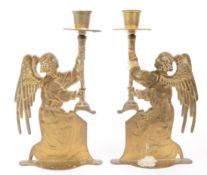 PAIR VINTAGE BRASS ANGEL CANDLESTICKS