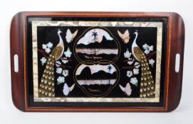 VINTAGE 20TH CENTURY MAHOGANY SERVING TRAY