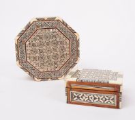 TWO VINTAGE 20TH CENTURY EGYPTIAN MOTHER OF PEARL BOXES