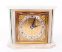 ROWDEN & SONS - MID CENTURY ALABASTER MANTEL CLOCK