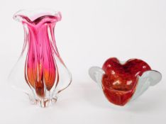 JOSEF HOSPODKA FOR CHRIBSKA - MURANO - TWO STUDIO ART GLASS PIECES