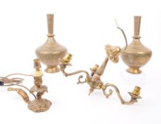 PAIR OF EARLY 20TH CENTURY INDIAN BRASS STEM VASES