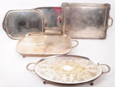 COLLECTION SIX 19TH CENTURY & LATER SILVER PLATED TRAYS