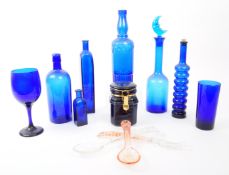 COLLECTION OF 20TH CENTURY BRISTOL BLUE GLASS