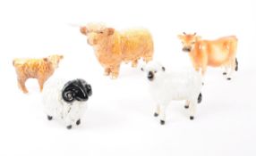 BESWICK - COLLECTION OF FIVE 20TH CENTURY PORCELAIN FARM ANIMALS