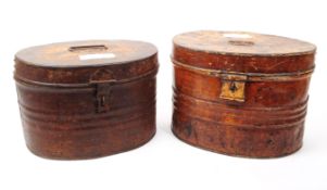 PAIR OF VICTORIAN METAL HAT BOXES