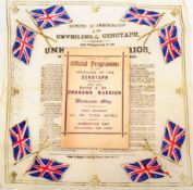 VINTAGE 1920 'UNVEILING OF THE CENOTAPH' SOUVENIR PROGRAMME
