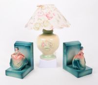 SUSIE COOPER MID CENTURY CERAMIC VASE W/ DECO BOOK ENDS