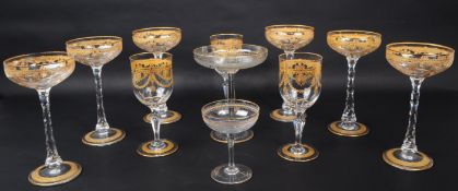 COLLECTION OF 19TH CENTURY GILDED CHAMPAGNE COUPE GLASSES