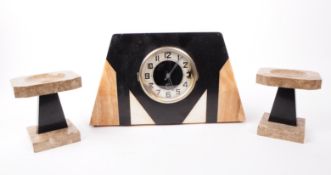 ART DECO MARBLE GARNITURE MANTEL CLOCK