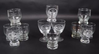 COLLECTION OF TWELVE MASONIC LODGE DRINKING GLASSES / GOBLETS