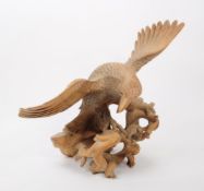 VINTAGE 20TH CENTURY HAND CARVED EAGLE ON BRANCHES