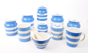 CORNISH KITCHENWARE - COLLECTION OF STRIPED CERAMIC PIECES