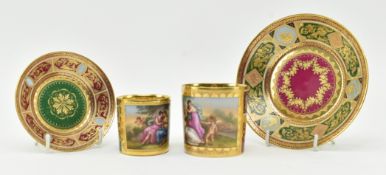 TWO EARLY 19TH CENTURY ROYAL VIENNA STYLE TEACUP & SAUCERS