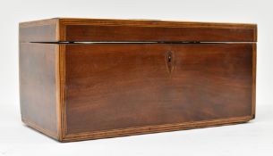 EARLY 19TH CENTURY REGENCY MAHOGANY & MARQUETRY INLAID TEA CADDY
