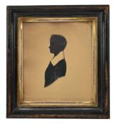 EDGAR ADOLPHE - VICTORIAN WATERCOLOUR PAPER SILHOUETTE OF A LADY