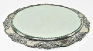 ART NOUVEAU SILVER PLATED & MIRRORED WEDDING CAKE STAND PLATEAU