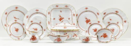 HEREND, HUNGARY - ORANGE APPONYI CHINESE BOUQUET DINNERWARE