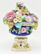 CROWN DERBY - EARLY 19TH CENTURY PORCELAIN URN WITH ENCRUSTED FLOWERS