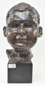 20TH CENTURY BRONZED RESIN SCULPTURE OF CHILD'S HEAD