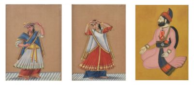 THREE 19TH CENTURY INDIAN MUGHAL SCHOOL MINIATURE PAINTINGS