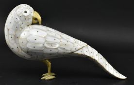 19TH CENTURY MOTHER OF PEARL AND BRASS FIGURINE OF A BIRD