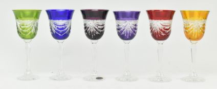 SIX VINTAGE 20TH CENTURY BOXED BOHEMIAN FLASH CUT GLASSES