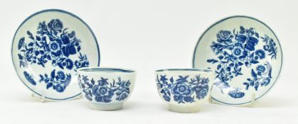 NEAR PAIR OF EARLY WORCESTER CREAMWARE TEA BOWLS & SAUCERS