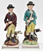 TWO EARLY STAFFORDSHIRE PEARLWARE FIGURINES OF HUNTSMEN