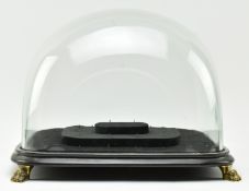 VICTORIAN CIRCA 1825 GLASS DOME WITH EBONISED BLACK WOODEN BASE