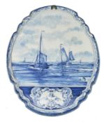 DUTCH DELFT 18TH CENTURY BLUE & WHITE CERAMIC PLAQUE