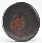 19TH CENTURY PAPIER MACHE 'CARD PLAYERS' SNUFF BOX