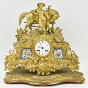 MIROY FRERES, PARIS - 19TH CENTURY GILT METAL & ENAMEL MANTEL CLOCK