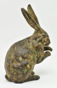20TH CENTURY CAST BRONZE FIGURINE PAPERWEIGHT OF A HARE